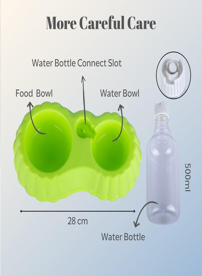 Evona 2-in-1 Cat Water Food Bowl Set, Pet Water Dispenser, Cat Food & Water Dispenser Bowls & 500ml Bottle, Pet Dog Cat Water Feeder & Food Feeder Set Cat Dog Puppies and Kittens - Image 4